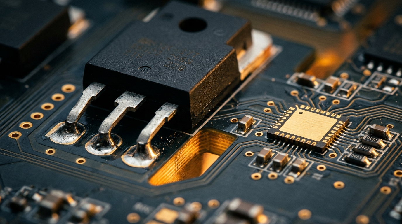 Circuito stampato con componenti elettronici per video production, conforme agli standard UNI 11716.